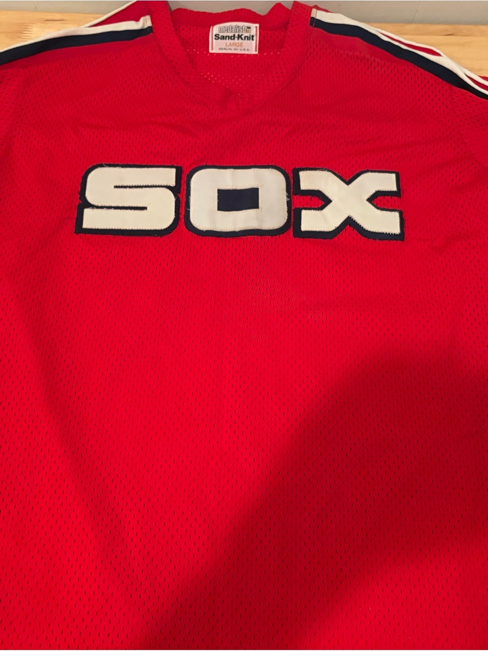 RARE Vintage 80’s Red Chicago White Sox BP Mesh Jersey MLB Size Large Fisk